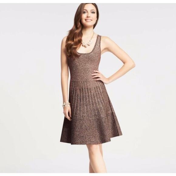 NWT Ann Taylor Holiday Metallic Knit Sleeveless Sweater Dress XL Sparkle Party - Picture 1 of 8